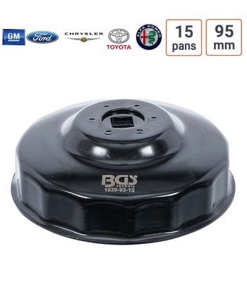 Cloche à filtre à huile 15 pans 95 mm pour Alfa Romeo, Chrysler, Ford, GM, Toyota