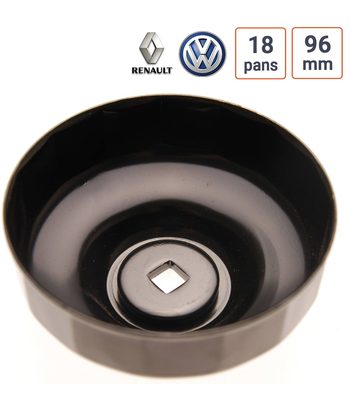 Cloche à filtre à huile 18 pans 96 mm pour Renault, VW