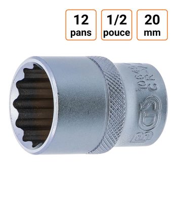 Douille CRV douze pans 1/2 pouce en 20mm
