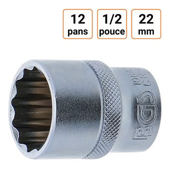 Douille CRV douze pans 1/2 pouce en 22mm