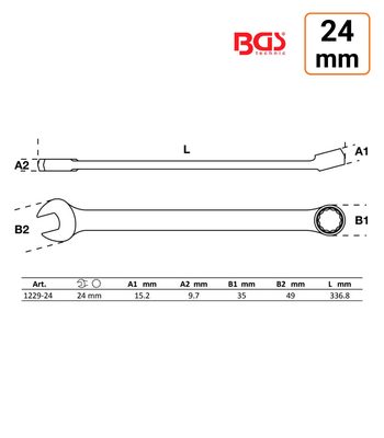 Clé mixte 24 mm extra longue haute qualité