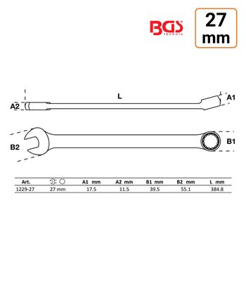 Clé mixte 27 mm extra longue haute qualité