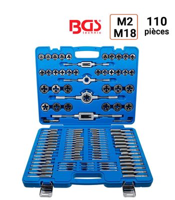 Coffret de tarauds et filières 110 pièces de M2 à M18