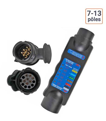 Testeur électronique pour remorque et véhicule tracteur 7-13 poles