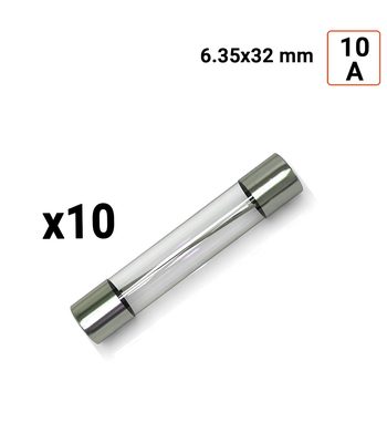 Fusible VERRE 6.35x32mm 10A par 10 ex.