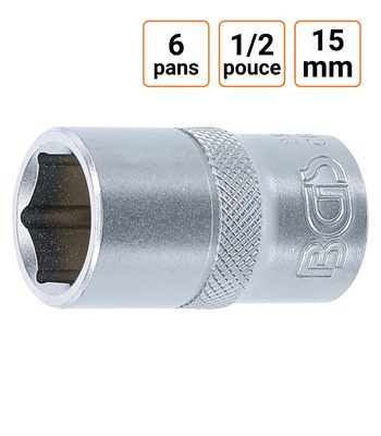 Douille CRV six pans 1/2 pouce en 15mm