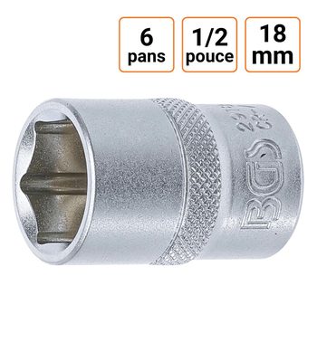 Douille CRV six pans 1/2 pouce en 18mm