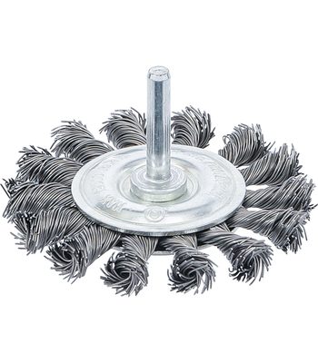 Brosse plate arbre d'entraînement 6 mm tressée diam 75 mm