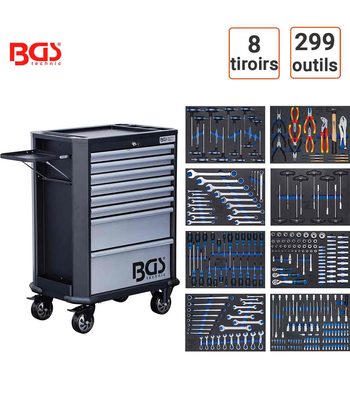 Servante d'atelier 8 tiroirs avec 299 outils
