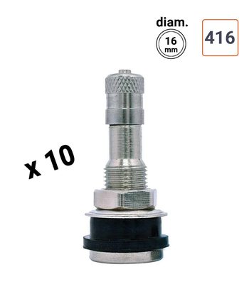 Valve TR 416 laiton nickelé diam. 16 mm - par 10 ex.