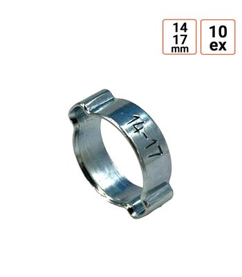 Collier à oreilles double pour tuyau 14-17 mm par 10 exemplaires