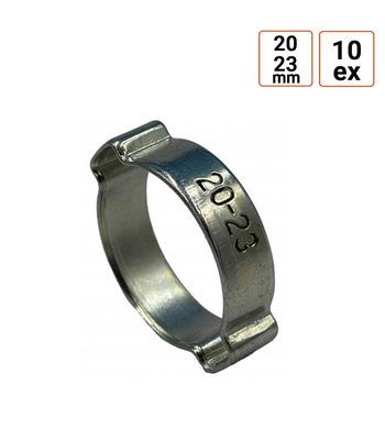 Collier à oreilles double pour tuyau 20-23 mm par 10 exemplaires