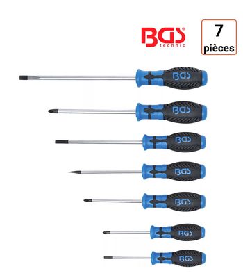 Lot de 7 tournevis 4 plats et 3 cruciformes