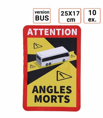 Adhésif ANGLES MORTS pour BUS vendu par 10 ex.