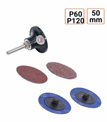 Lot de 4 mini disques et plateaux abrasifs type Roloc 50 mm