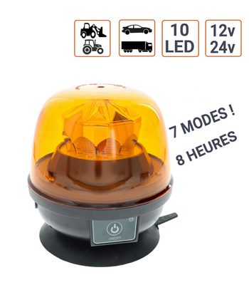 Gyrophare LED Version SANS FIL 12/24V batterie Li-Ion