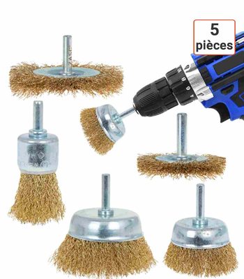 Lot de 5 brosses métalliques en fil de laiton