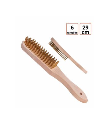 Brosse métallique poils en laiton 6 rangées