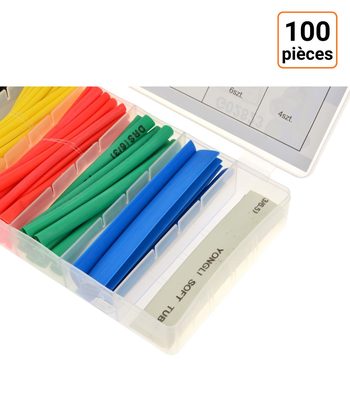 Coffret assortiment assorti de 100 gaines thermorétractables colorées