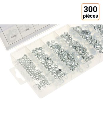 Coffret assortiment de 300 écrous en acier inoxydable