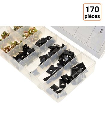 Coffret assortiment de 170 vis et clips métal pour carrosserie
