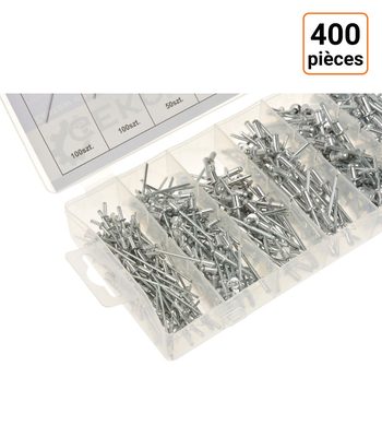 Coffret assortiment de 400 rivets en aluminium