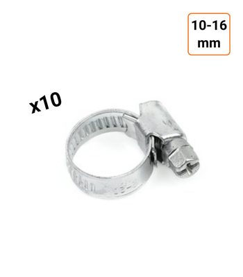 Colliers de serrage en acier W1 galvanisé 9mm taille 10-16 mm par 10 ex.