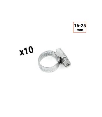 Colliers de serrage en acier W1 galvanisé 9mm taille 16-25 mm par 10 ex.