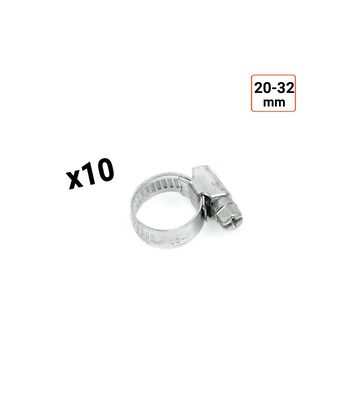 Colliers de serrage en acier W1 galvanisé 9mm taille 20-32 mm par 10 ex.