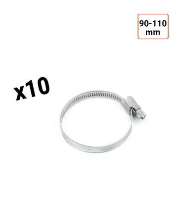 Colliers de serrage en acier W1 galvanisé 9mm taille 90-110 mm par 10 ex.