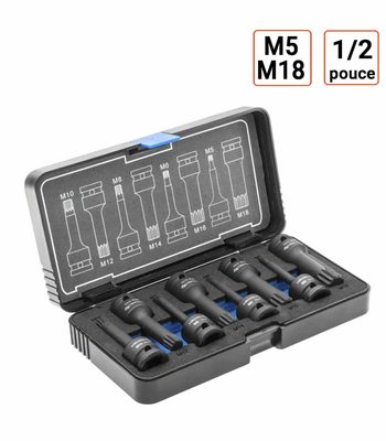 coffret de 8 douilles à chocs XZN 1/2 pouce M5 - M18
