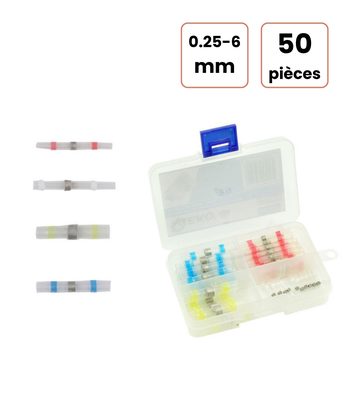 Coffret 50 cosses bout à bout thermorétractables de 0.25 à 6 mm